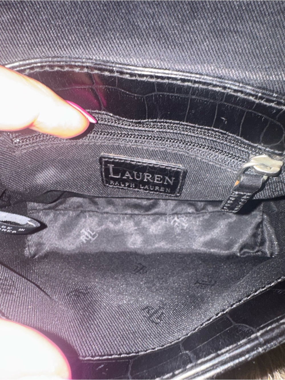 Ralph Lauren NWOT Black Croc-Embossed Leather Crossbody - Picture 8 of 8